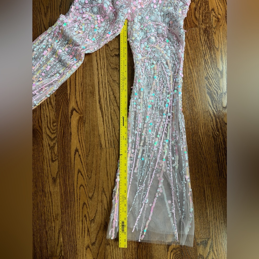 Eliya The Label Alyce Pink Sequin Flare Pants US 4 High Waist SOLD OUT - Picture 12 of 12